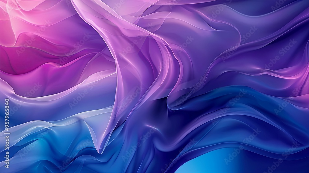 Fototapeta premium Abstract Wavy Pattern in Shades of Purple and Blue