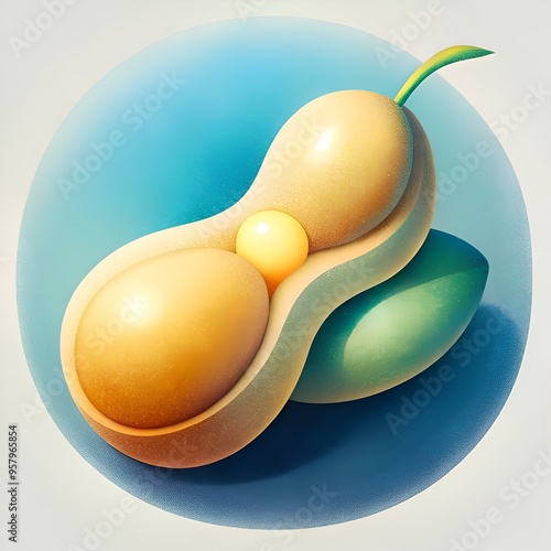 A stylized 3D illustration of a butter bean. perfect for use in food related designs. healthy eating campaigns. and agricultural projects. photo