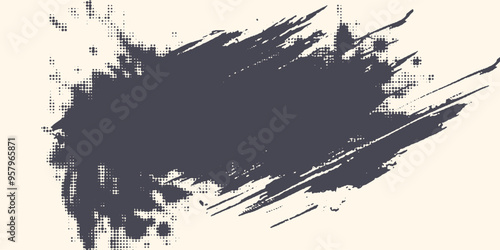 Halftone Grunge Vector Seamless Black and White Texture. Vintage, Dirty, Watercolor, Rough Background, Cracked Ground Texture. Monochrome Print Design Background, Oily. Hand-Painted Dirty Seamless