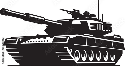 Battle Tank Silhouette vector illustration isolated on a white background military vehicle