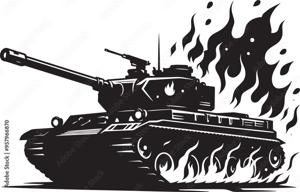 Battle Tank Silhouette vector illustration isolated on a white background military vehicle Battle Tank Silhouette vector illustration isolated on a white background military vehicle