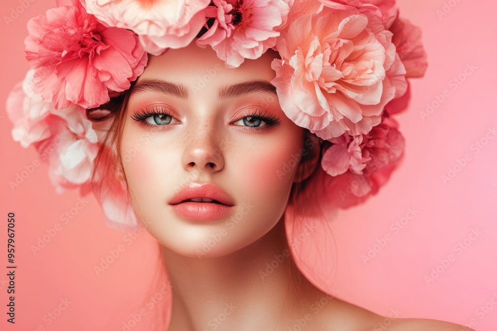 portrait of a woman with flowers portrait of a woman with flowers