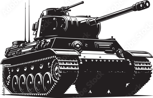 Battle Tank Silhouette vector illustration isolated on a white background military vehicle