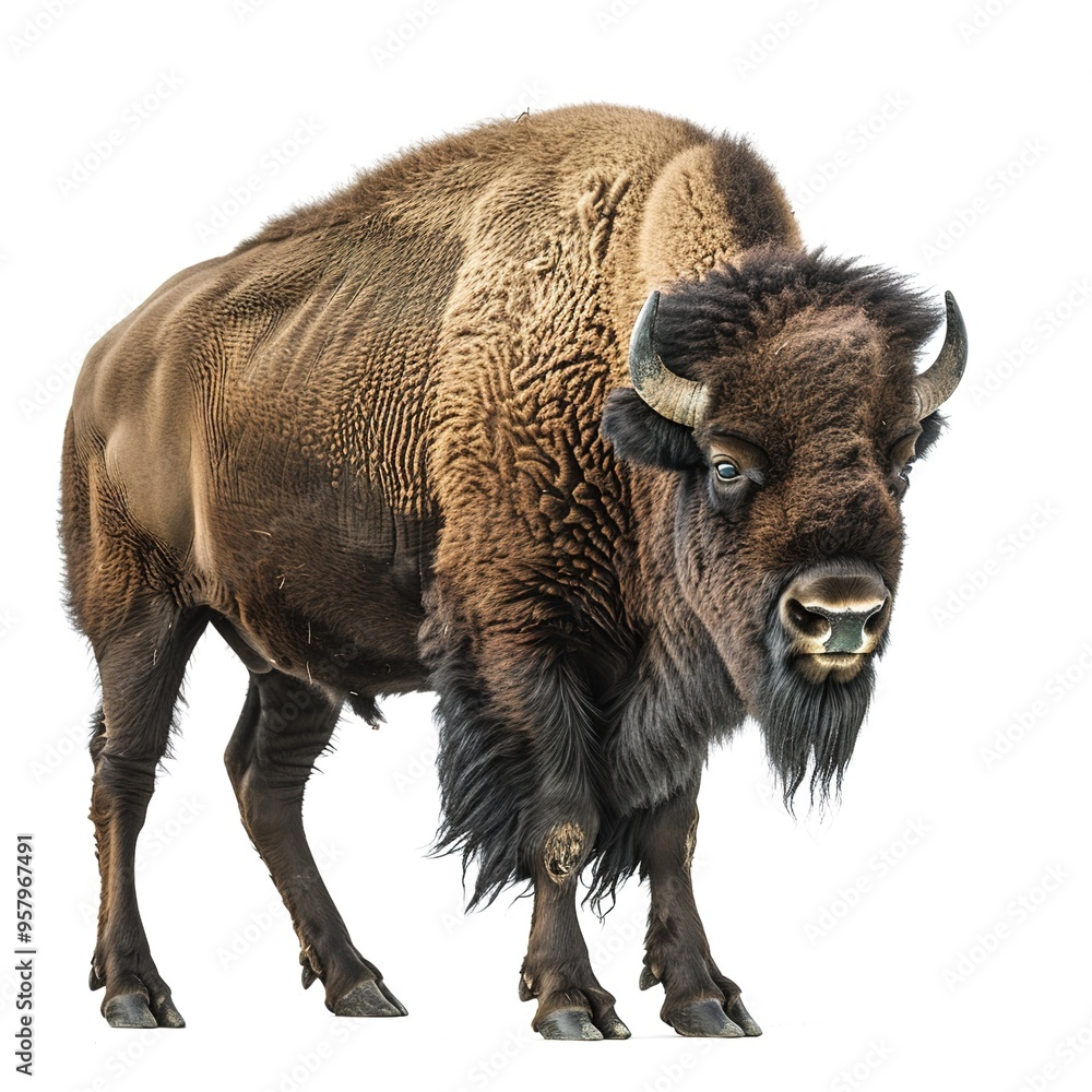 Fototapeta premium Majestic Bison Shot on transparent background 