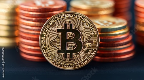 Global Economy and Digital Currency Symbols in 3D Illustration with Copy Space, Selective Focus, Ultra HD