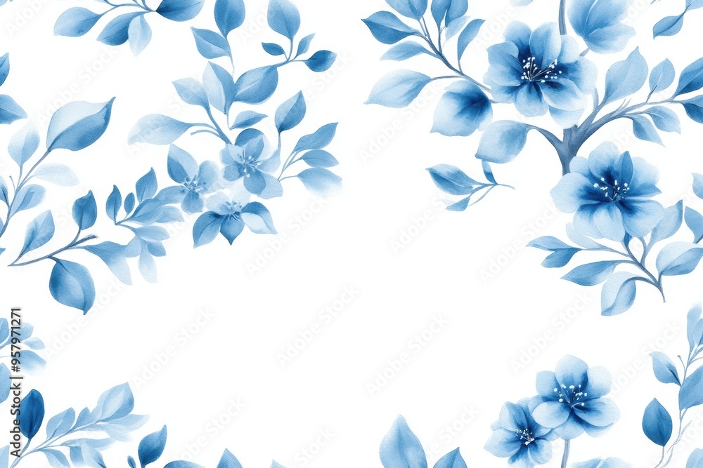 A boho blue Tree of Life, depicted in watercolor style, forms a seamless pattern on a white background. A boho blue Tree of Life, depicted in watercolor style, forms a seamless pattern on a white background.