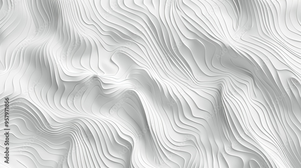 Fototapeta premium Abstract White Wavy Pattern with Layered Lines and Curves