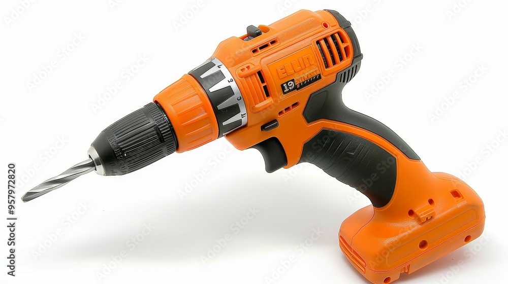 Versatile cordless drill ideal for construction and diy projects on a clean white background Versatile cordless drill ideal for construction and diy projects on a clean white background