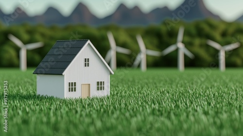 Sustainable Investment in Green Energy Projects - 3D Illustration with Copy Space, Selective Focus on Foreground, Ultra HD Quality