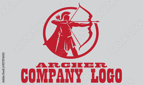 Red archer figure with bow and arrow, ready to shoot. Suitable for designs related to archery themes, suitable for vector, background, battle and medieval