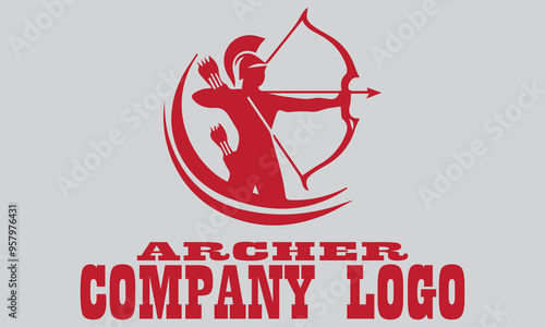 Red archer figure with bow and arrow, ready to shoot. Suitable for designs related to archery themes, suitable for vector, background, battle and medieval