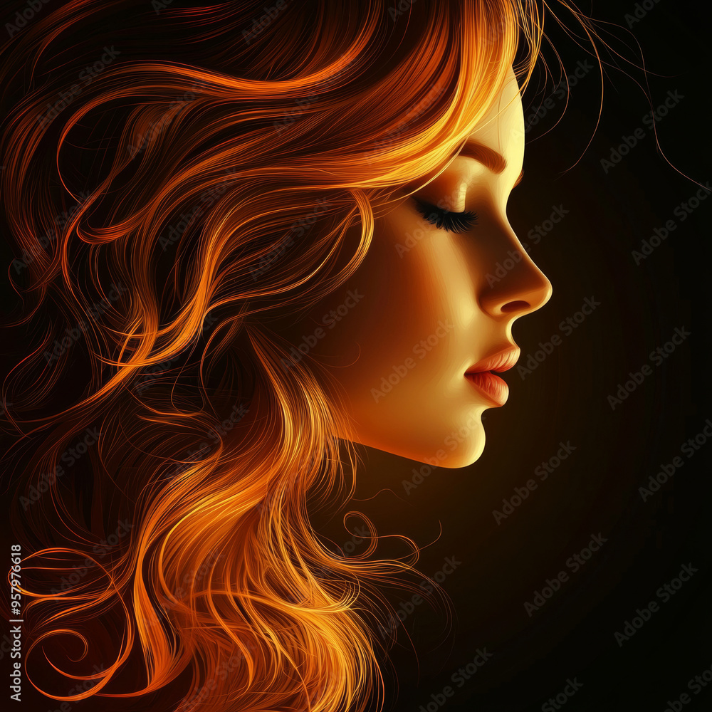 Beautiful woman's face with lush hair, a vector illustration for a beauty salon poster design Beautiful woman's face with lush hair, a vector illustration for a beauty salon poster design