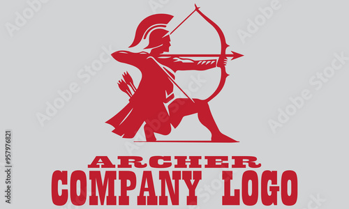 Red archer figure with bow and arrow, ready to shoot. Suitable for designs related to archery themes, suitable for vector, background, battle and medieval