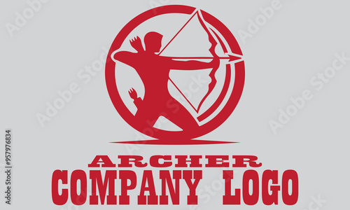 Red archer figure with bow and arrow, ready to shoot. Suitable for designs related to archery themes, suitable for vector, background, battle and medieval