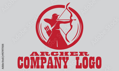 Red archer figure with bow and arrow, ready to shoot. Suitable for designs related to archery themes, suitable for vector, background, battle and medieval