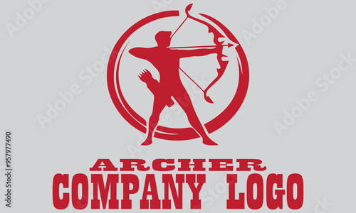 Red archer figure with bow and arrow, ready to shoot. Suitable for designs related to archery themes, suitable for vector, background, battle and medieval