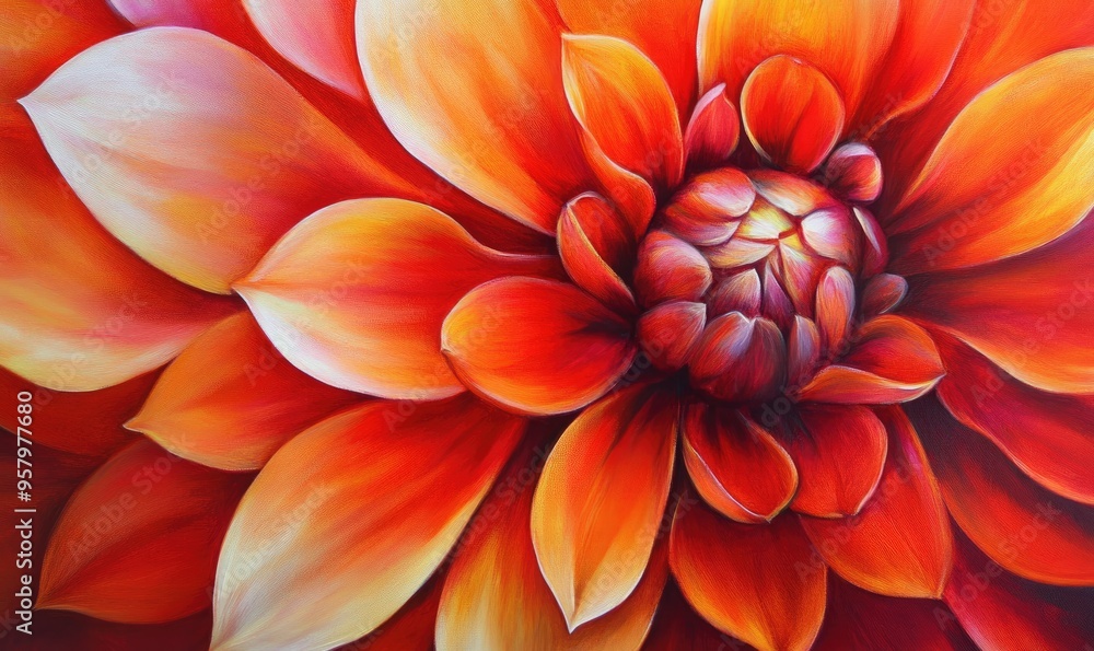 Vibrant close up oil painting of a beautiful flower Vibrant close up oil painting of a beautiful flower