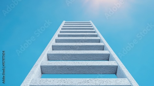 Climbing the Corporate Success Ladder - 3D Illustration with Copy Space for Text in Ultra HD Quality