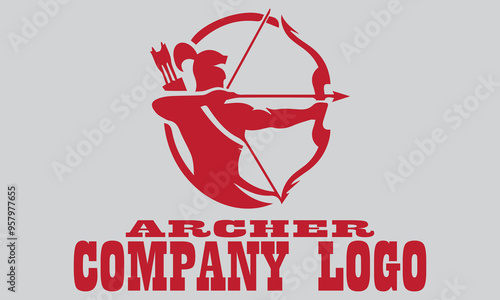 Red archer figure with bow and arrow, ready to shoot. Suitable for designs related to archery themes, suitable for vector, background, battle and medieval