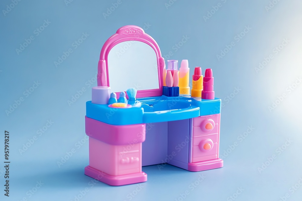 Pink Toy Vanity with Mirror and Makeup Accessories Pink Toy Vanity with Mirror and Makeup Accessories