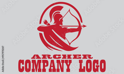 Red archer figure with bow and arrow, ready to shoot. Suitable for designs related to archery themes, suitable for vector, background, battle and medieval