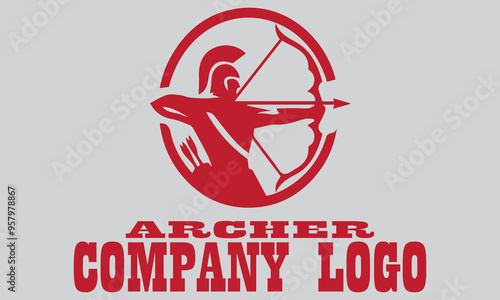 Red archer figure with bow and arrow, ready to shoot. Suitable for designs related to archery themes, suitable for vector, background, battle and medieval