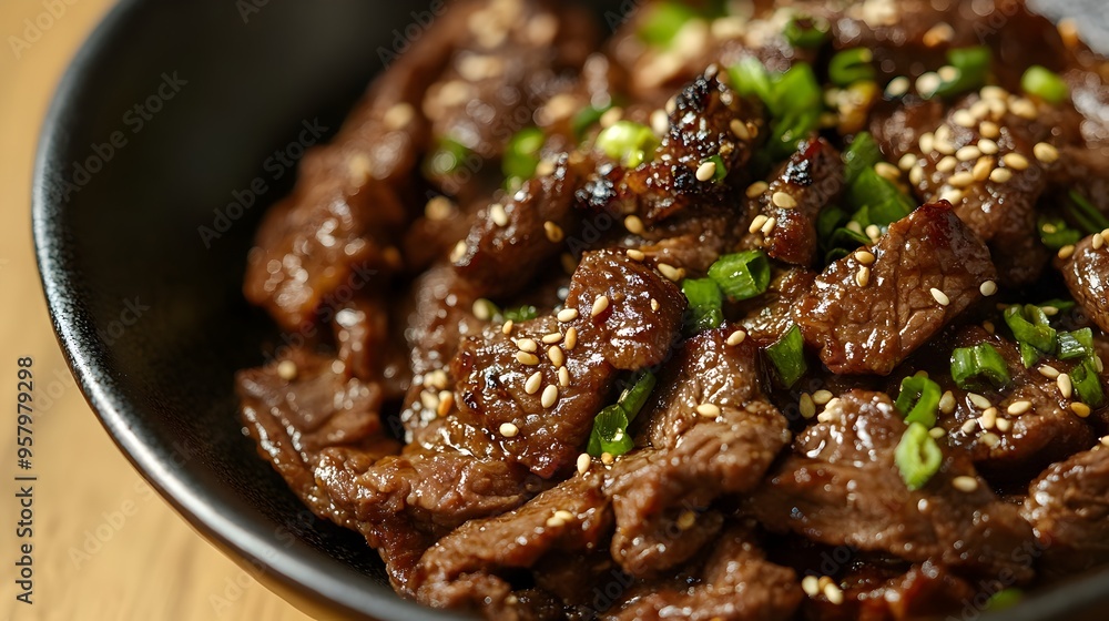 Mouthwatering Close-Up of Authentic Korean Beef Bulgogi Dish Mouthwatering Close-Up of Authentic Korean Beef Bulgogi Dish