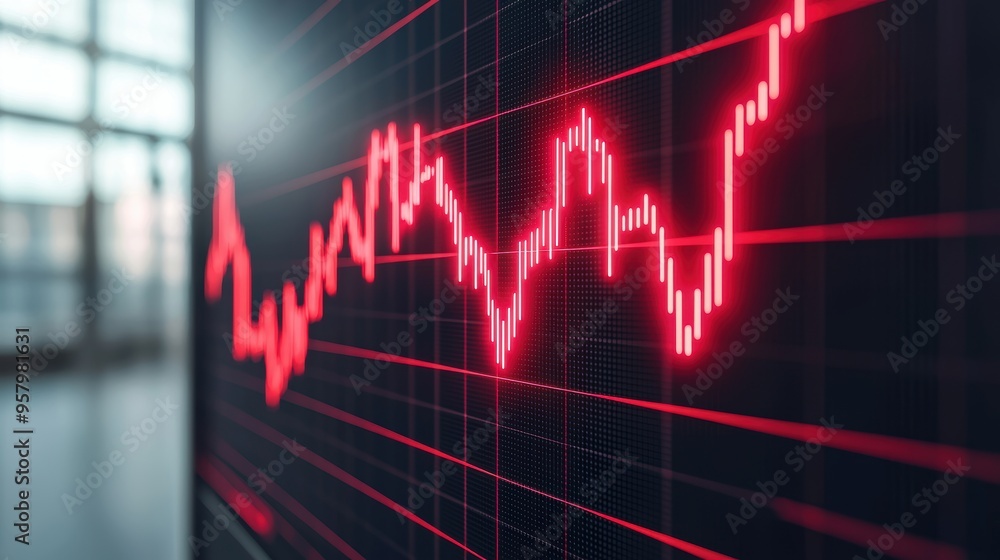 Glowing Virtual Stock Market Growth Concept with Neon Lights and Holographic Data Streams in Modern Finance World - Ultra HD Glowing Virtual Stock Market Growth Concept with Neon Lights and Holographic Data Streams in Modern Finance World - Ultra HD