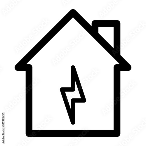 home with electric icon sign