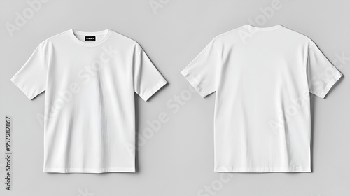 Mockup of white oversize tshirt with front and back views photo