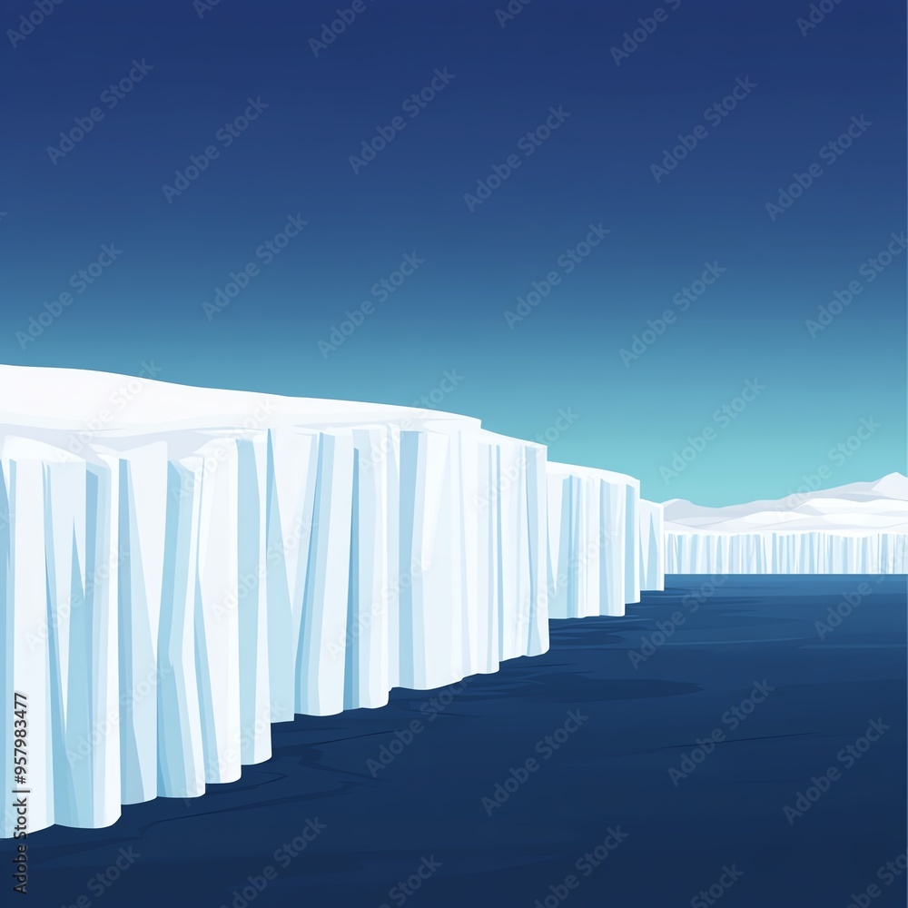 Iceberg cliffs on a cold, clear day. Iceberg cliffs on a cold, clear day.