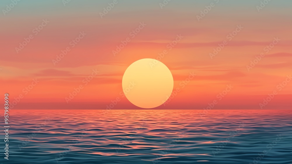 A serene sunset over calm waters, showcasing vibrant orange and blue hues that create a peaceful atmosphere. A serene sunset over calm waters, showcasing vibrant orange and blue hues that create a peaceful atmosphere.