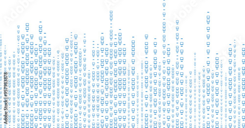 Binary code abstract matrix white background with binary computer code.