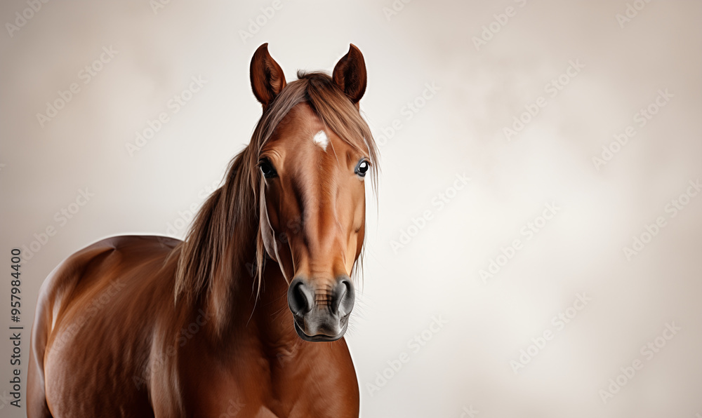 Fototapeta premium Brown Horse Studio Shot on a Clean Background