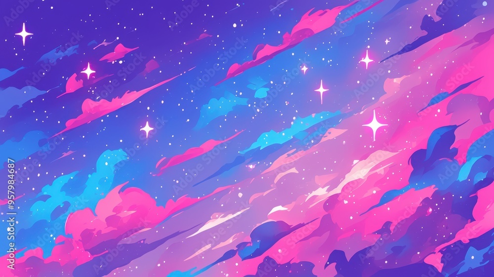 A vibrant cosmic landscape featuring colorful clouds and sparkling stars, perfect for artistic and dreamy concepts. A vibrant cosmic landscape featuring colorful clouds and sparkling stars, perfect for artistic and dreamy concepts.