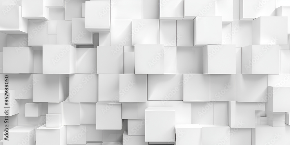 a 3D rendering of a geometric abstraction, featuring a pattern of cubes and rectangles on a white background. a 3D rendering of a geometric abstraction, featuring a pattern of cubes and rectangles on a white background.