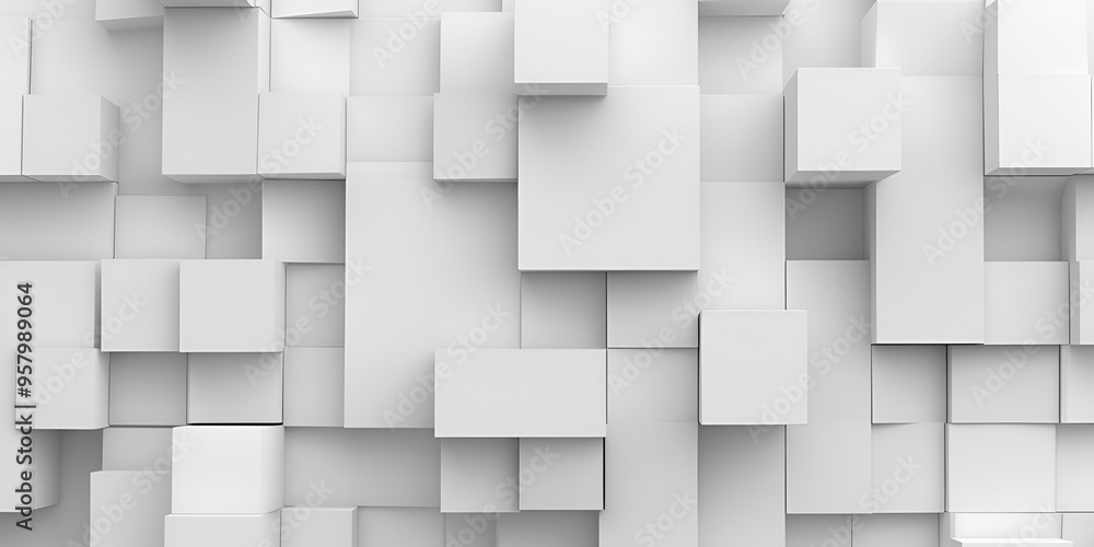 a 3D rendering of a geometric abstraction, featuring a pattern of cubes and rectangles on a white background. a 3D rendering of a geometric abstraction, featuring a pattern of cubes and rectangles on a white background.