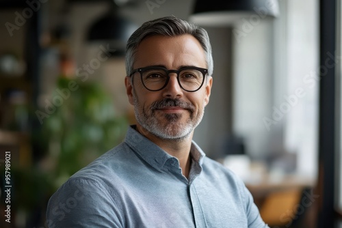 Smiling confident mature businessman looking at camera