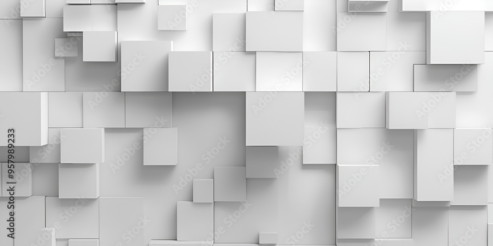a 3D rendering of a geometric abstraction, featuring a pattern of cubes and rectangles on a white background. a 3D rendering of a geometric abstraction, featuring a pattern of cubes and rectangles on a white background.
