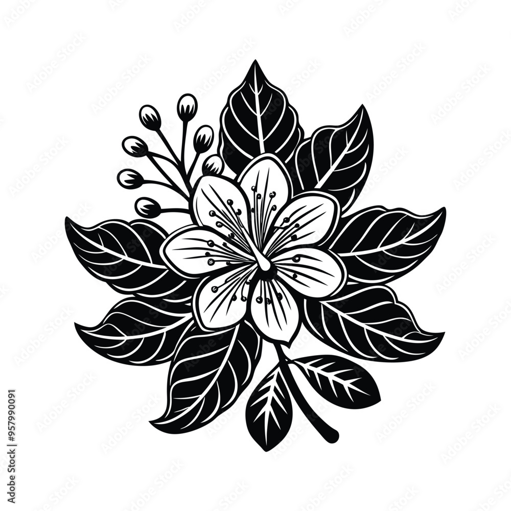 Fototapeta premium Vector Cassia Fistula. Thailand's National Flower in Icon Style