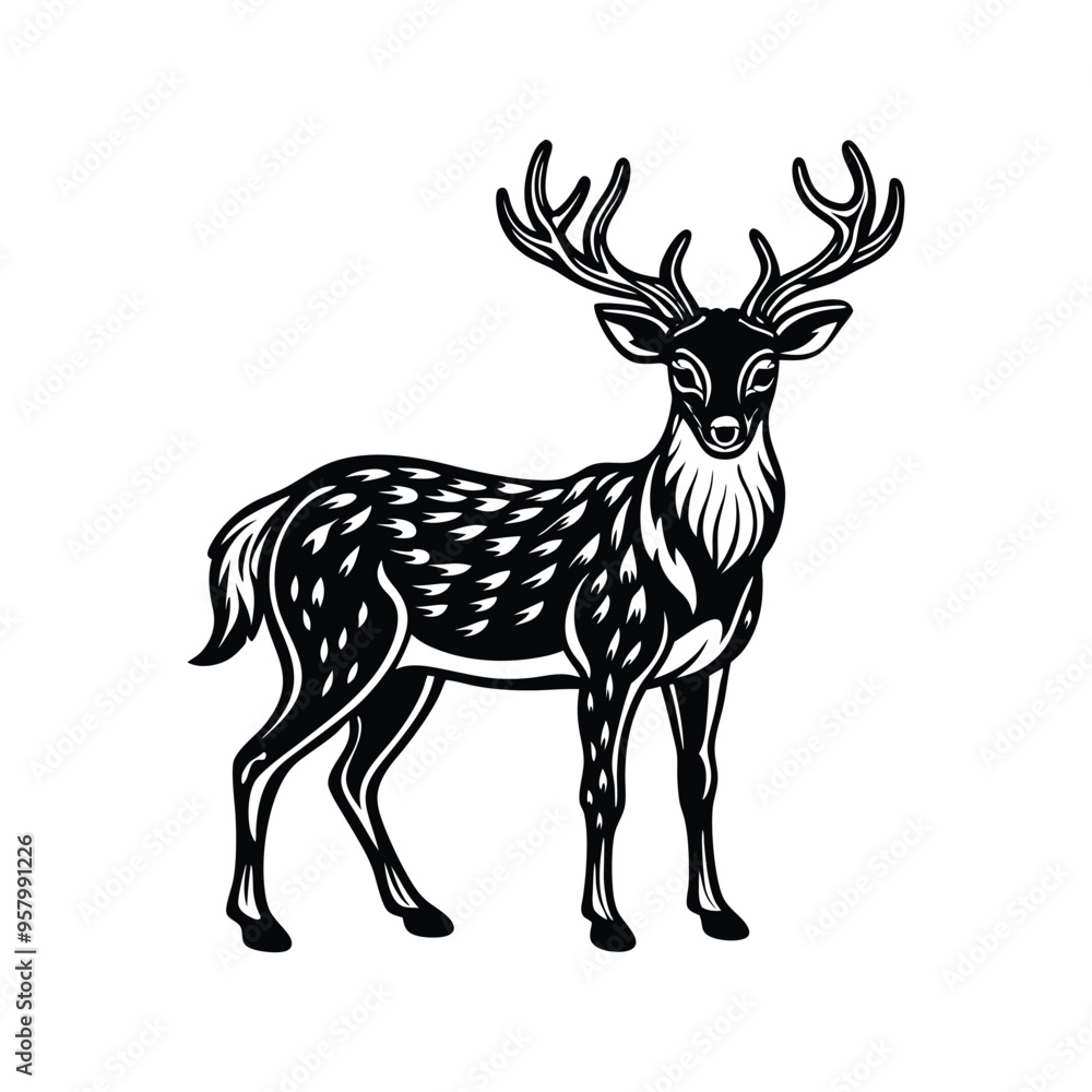 Black Deer Vector Icon. Sleek Silhouette Logo for Illustrations Black Deer Vector Icon. Sleek Silhouette Logo for Illustrations