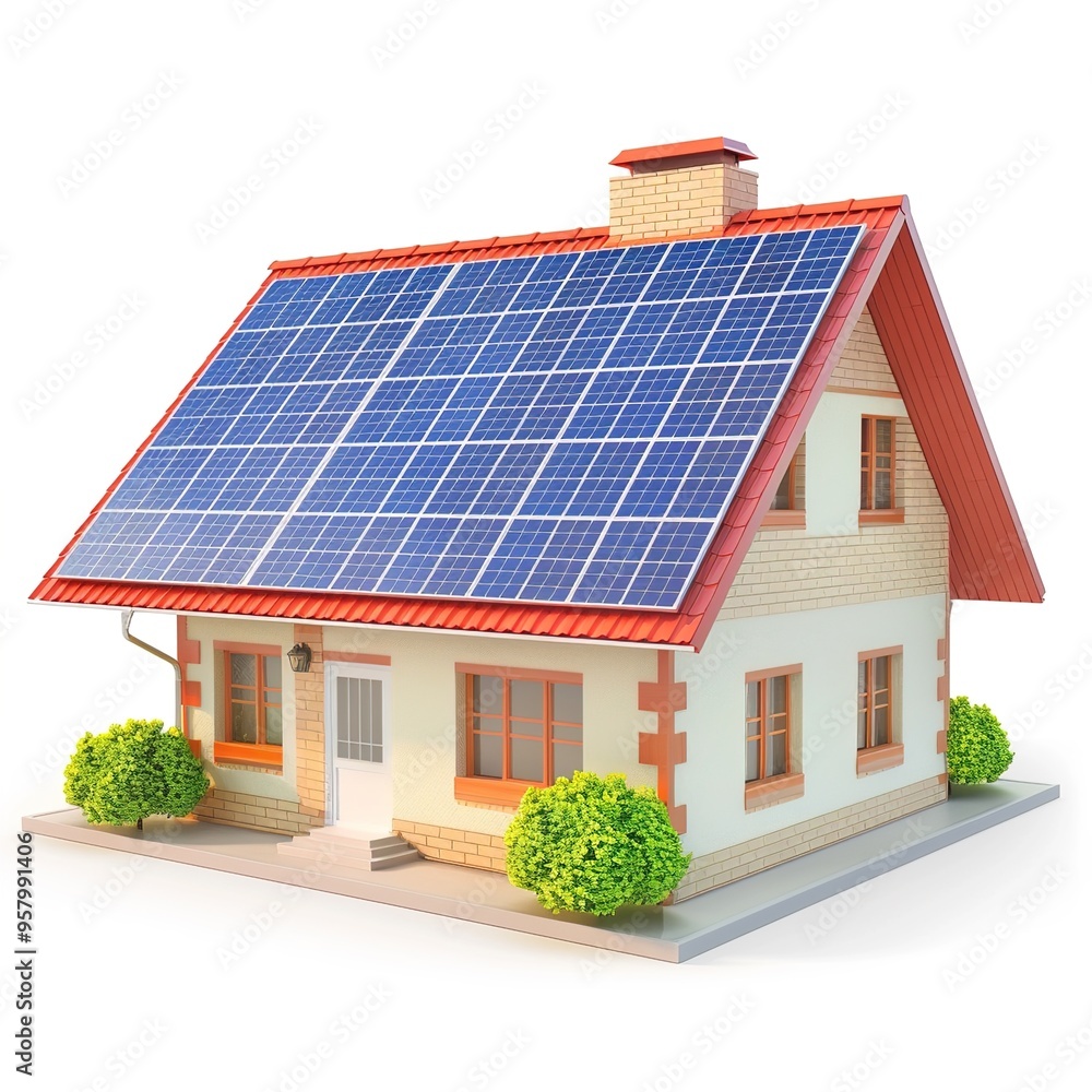 House with solar panels isolated on a transparent House with solar panels isolated on a transparent