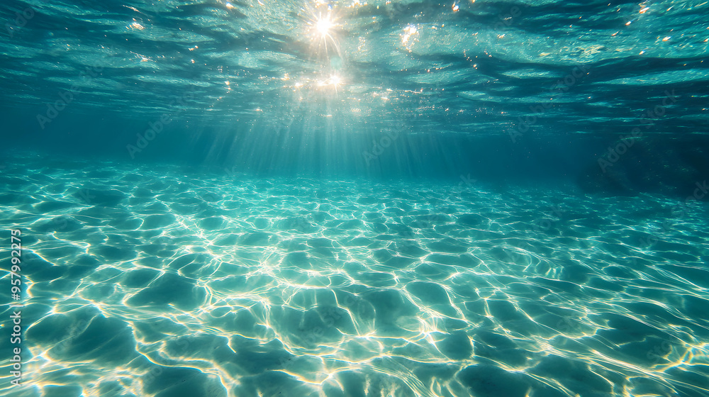 Fototapeta premium The transparent waters of a tropical sea, with sunlight dancing on the surface