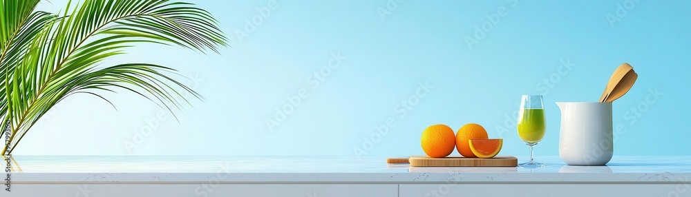 Relaxing kitchen corner flat design, front view, relaxation theme, animation, Complementary Color Scheme Relaxing kitchen corner flat design, front view, relaxation theme, animation, Complementary Color Scheme