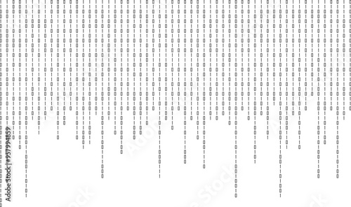 Binary code zero one abstract matrix white background with binary computer code.
