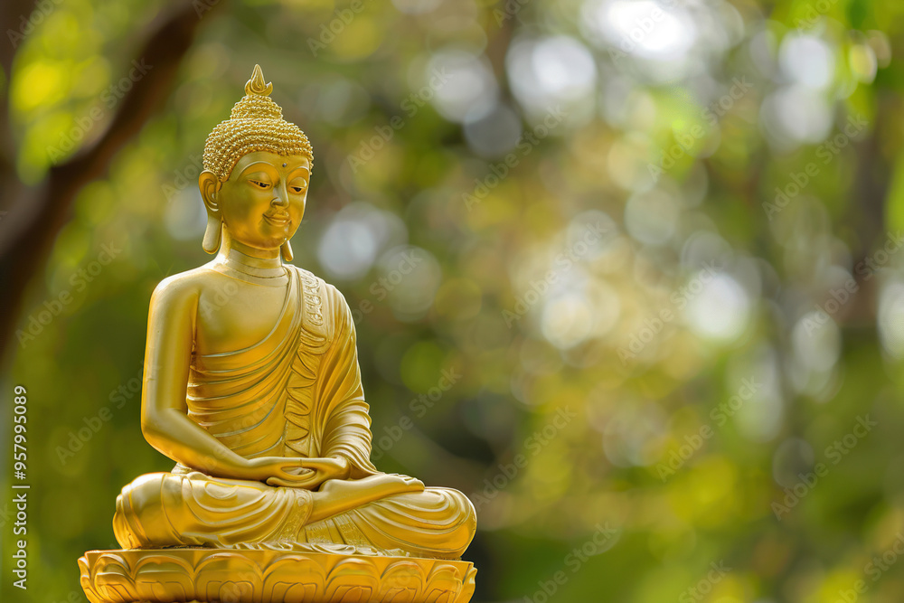 Beautiful greeting card with ancient statue great Buddha to bright holiday composition Beautiful greeting card with ancient statue great Buddha to bright holiday composition