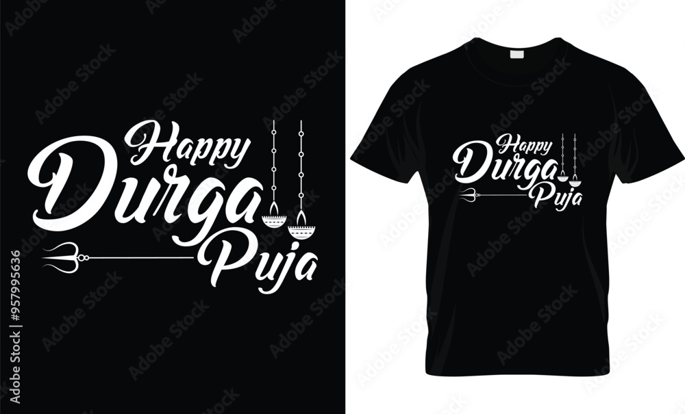 Happy Durga Puja Phrase Saying Quote Text or Lettering. Vector Script and Cursive Handwritten Typography For T-Shirts design. Festival of India. EPS 10 Happy Durga Puja Phrase Saying Quote Text or Lettering. Vector Script and Cursive Handwritten Typography For T-Shirts design. Festival of India. EPS 10