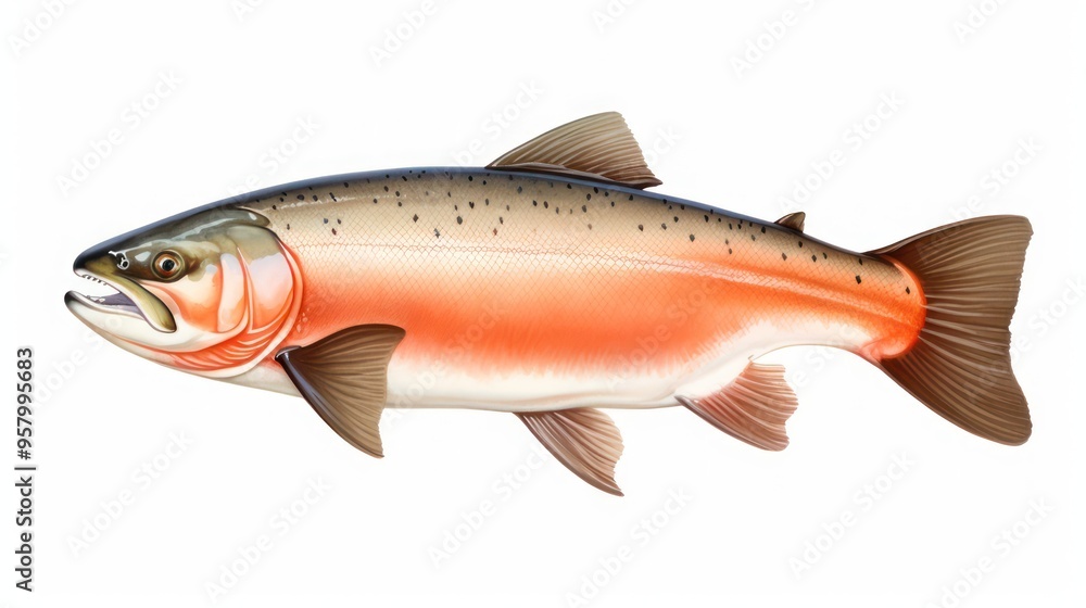 Image of salmon fish, with white background Image of salmon fish, with white background