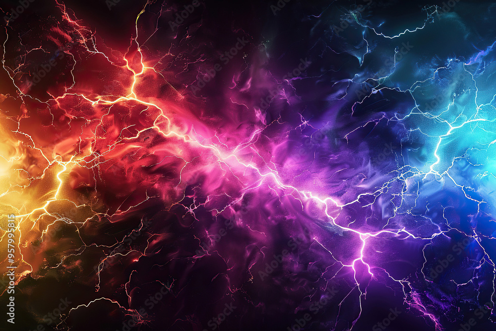 Generative ai on theme of scary bright electric lightning bolt with branches in the night dark sky Generative ai on theme of scary bright electric lightning bolt with branches in the night dark sky