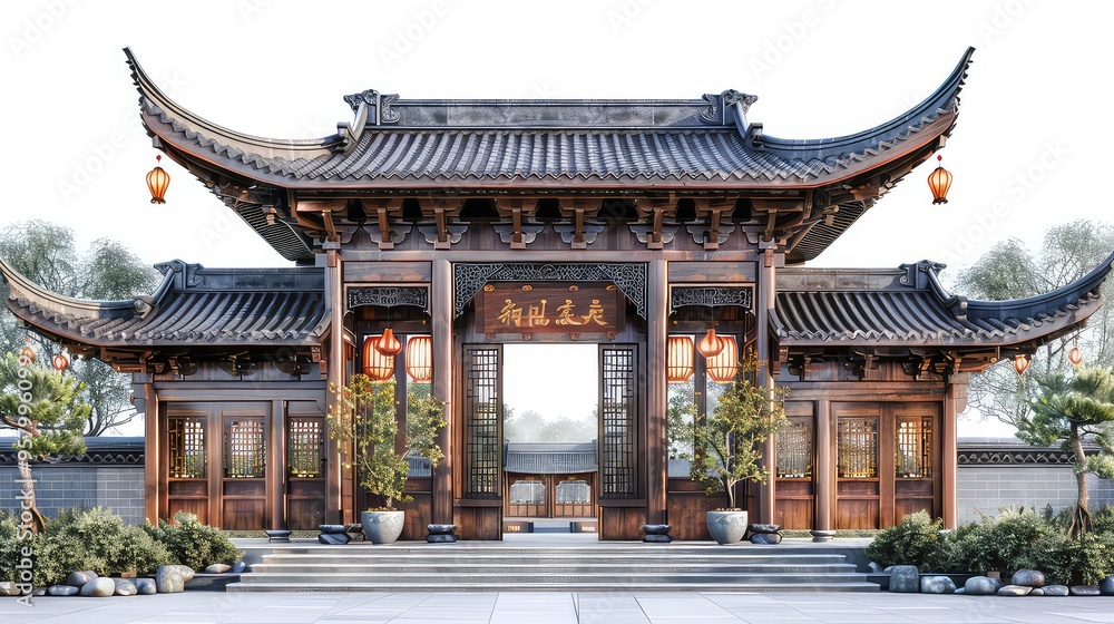 Fototapeta premium Illustration Of China Landmarks, Generative AI